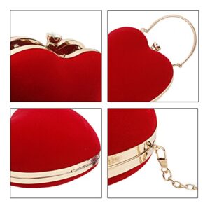 Rebecca Women Girls Heart Shape Handbag Evening Party Tote Purse (Red)