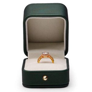 oirlv gorgeous blackish green ring box premium leather ring bearer box for wedding,proposal jewelry gift case