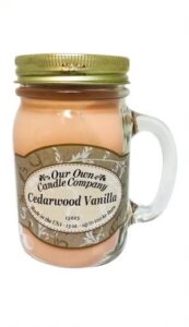 our own candle company cedarwood vanilla scented 13 ounce mason jar candle