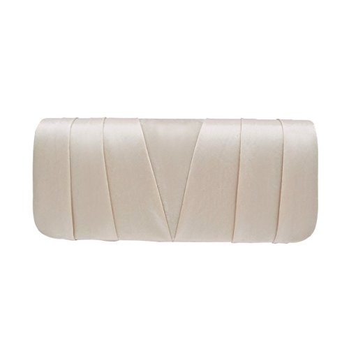 Elegant Classic Satin Pleated Satin Flap Clutch Evening Bag Handbag, Champagne