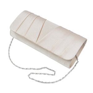 Elegant Classic Satin Pleated Satin Flap Clutch Evening Bag Handbag, Champagne