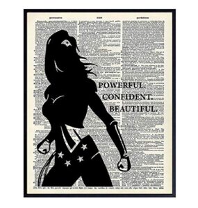 powerful confident beautiful woman dictionary art, home decor – inspirational wall art print, poster – gift for superheroes, comic book fan, women – 8×10 unframed motivational girls room decoration