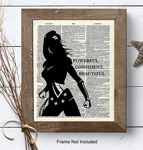 Powerful Confident Beautiful Woman Dictionary Art, Home Decor - Inspirational Wall Art Print, Poster - Gift for Superheroes, Comic Book Fan, Women - 8x10 Unframed Motivational Girls Room Decoration