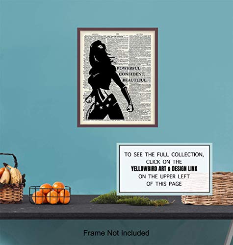 Powerful Confident Beautiful Woman Dictionary Art, Home Decor - Inspirational Wall Art Print, Poster - Gift for Superheroes, Comic Book Fan, Women - 8x10 Unframed Motivational Girls Room Decoration