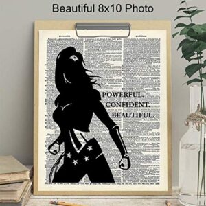 Powerful Confident Beautiful Woman Dictionary Art, Home Decor - Inspirational Wall Art Print, Poster - Gift for Superheroes, Comic Book Fan, Women - 8x10 Unframed Motivational Girls Room Decoration