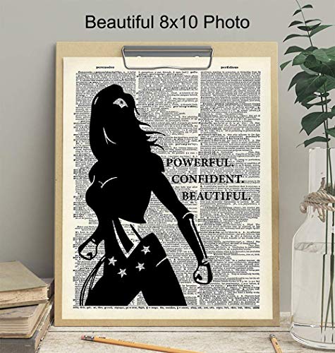 Powerful Confident Beautiful Woman Dictionary Art, Home Decor - Inspirational Wall Art Print, Poster - Gift for Superheroes, Comic Book Fan, Women - 8x10 Unframed Motivational Girls Room Decoration