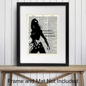 Powerful Confident Beautiful Woman Dictionary Art, Home Decor - Inspirational Wall Art Print, Poster - Gift for Superheroes, Comic Book Fan, Women - 8x10 Unframed Motivational Girls Room Decoration