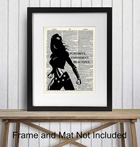 Powerful Confident Beautiful Woman Dictionary Art, Home Decor - Inspirational Wall Art Print, Poster - Gift for Superheroes, Comic Book Fan, Women - 8x10 Unframed Motivational Girls Room Decoration