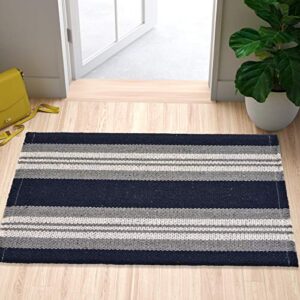 Lr Home Coastal Striped Reversible Runner Area Rug, 2'0"" x 6'0"", Ivory/Indigo/Navy (LR04706-IGF2060)