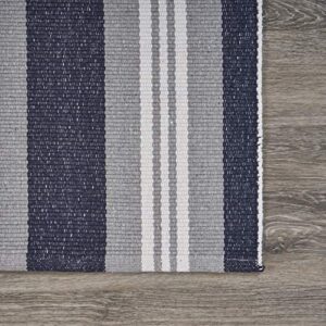 Lr Home Coastal Striped Reversible Runner Area Rug, 2'0"" x 6'0"", Ivory/Indigo/Navy (LR04706-IGF2060)