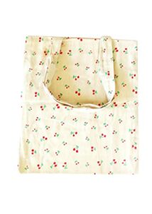 chezi women’s cute cherry cotton canvas tote shoulderbag shopping bag beige (zip)