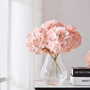 KISLOHUM Artificial Hydrangea Flowers Blush Heads 10 Fake Hydrangea Silk Flowers for Wedding Centerpieces Bouquets DIY Floral Decor Home Decoration with Stems.