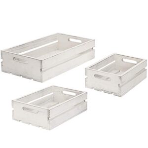 MyGift 16 x 10 Inch Vintage Whitewashed Wood Nesting Storage Crates with Handles, Set of 3