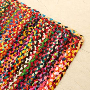 COTTON CRAFT Cotton Chindi Braid Rag Rug - Boho Farmhouse Rustic Area Accent Throw Rug - Handwoven Reversible Natural Recycled Cotton - Living Room Den Study Home Décor Gift - 3' x 5' - Multi Color