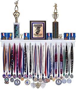 3ft medal awards rack premier trophy shelf- trophy, plaque and medal display (white)