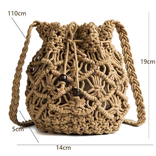 Losip-cc Women's Bucket Drawstring Handbag Straw Shoulder Bag Straw Weave Crossbody Handbag Beach Bags