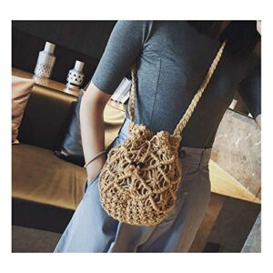 Losip-cc Women's Bucket Drawstring Handbag Straw Shoulder Bag Straw Weave Crossbody Handbag Beach Bags