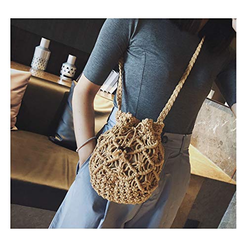 Losip-cc Women's Bucket Drawstring Handbag Straw Shoulder Bag Straw Weave Crossbody Handbag Beach Bags