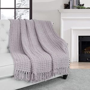 Home Soft Things Space Yarn Knitted Throw Blanket, 50'' x 60'', Lilac, Comfortable Snuggly Warm Gorgeous Throw Blanket Couch Sofa Bed Cover Home Décor