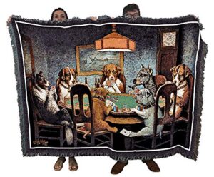 pure country weavers dogs playing poker blanket – a friend in need -cassius marcellus coolidge – cute funny gift tapestry throw woven from cotton – made in the usa (72×54)