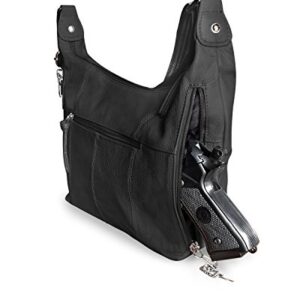 Roma Leathers Concealment Purse - Premium Cowhide Leather - Black - Studded - Dual Gun Entry - Adjustable Shoulder Strap - Designed in USA - 30 Day Manufacture Guarantee