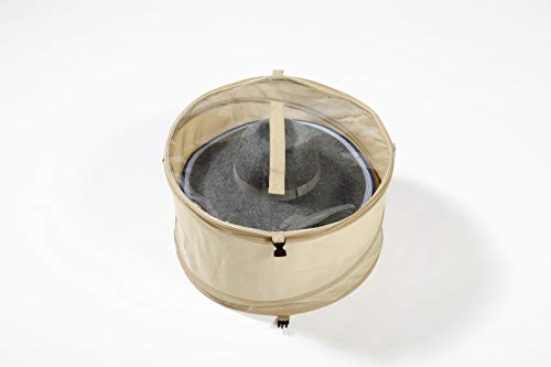 TIURE Large Hat Pop Up Bag Storage and Travel Box for Big Round Hats and Caps Expands and Keeps Out Dust and Dirt Perfect for Cover Cowboy Sun Beach Hats, 19 inches diameter