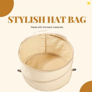 TIURE Large Hat Pop Up Bag Storage and Travel Box for Big Round Hats and Caps Expands and Keeps Out Dust and Dirt Perfect for Cover Cowboy Sun Beach Hats, 19 inches diameter