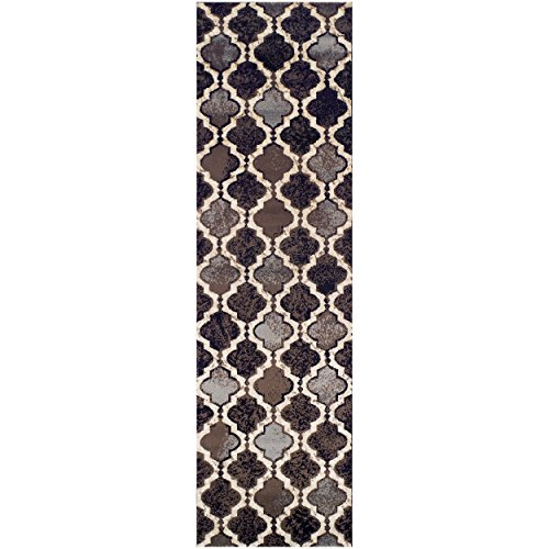 SUPERIOR Ellery Modern Trellis Indoor Area Rug with Jute Backing, 2' 7" x 8', Chocolate