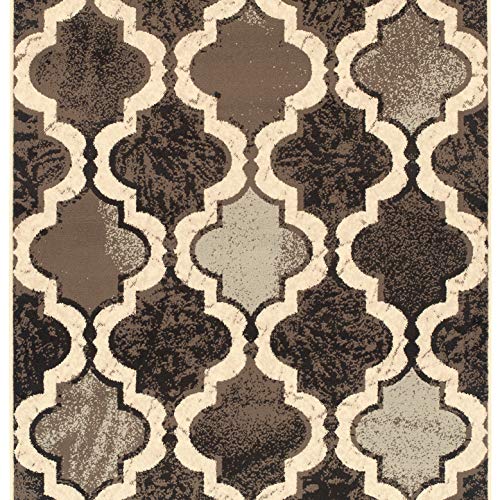 SUPERIOR Ellery Modern Trellis Indoor Area Rug with Jute Backing, 2' 7" x 8', Chocolate