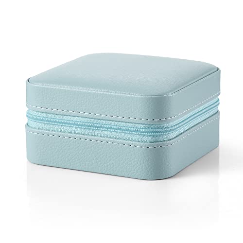 Vlando Small Travel Jewelry Box Organizer Display Case for Girls Women Gift Rings Earrings Necklaces Storage, Blue