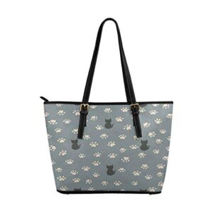 interestprint women totes top handle handbags pu leather purse cats and paw print