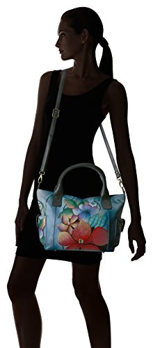 Anna by Anuschka Women's Zip-top Organizer With Outside Side Pockets Shoulder Handbag, Midnight Floral, One Size US