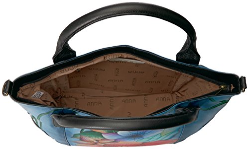 Anna by Anuschka Women's Zip-top Organizer With Outside Side Pockets Shoulder Handbag, Midnight Floral, One Size US