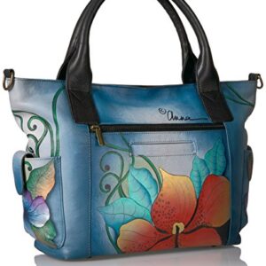 Anna by Anuschka Women's Zip-top Organizer With Outside Side Pockets Shoulder Handbag, Midnight Floral, One Size US