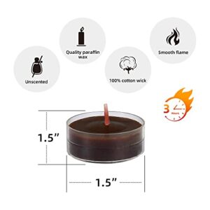 Jeco Inc. 12pk Rain Lissed Oak Leaf Brown TeaLight Candles, 1.75&quotD x 0.75&Quoth