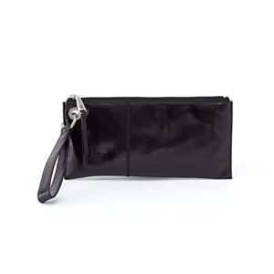 hobo vida wristlet pouch for women – soft leather construction with top zip closure circular wrist strap, handy and compact pouch black vintage leather one size one size
