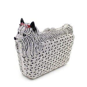 puppy evening bag luxury diamond crystal clutch bling dazzling purse party date handbag special wallet