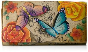 anna by anuschka womens leather 1860 wallet, trifold, floral paradise tan, 4 x 7.5 us