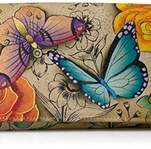 Anna by Anuschka womens Leather 1860 Wallet, trifold, Floral Paradise Tan, 4 x 7.5 US