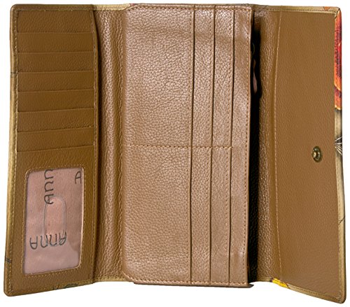 Anna by Anuschka womens Leather 1860 Wallet, trifold, Floral Paradise Tan, 4 x 7.5 US