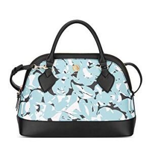 Anne Klein Signature Triple Dome Satchel, Aqua/Black mm