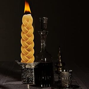 Ner Mitzvah Braided Beeswax Havdalah Candle - Wide Rounded Chevron Braid - 7" Hand Dipped Bees Wax Braided Candle - Shabbat Judaica Gift