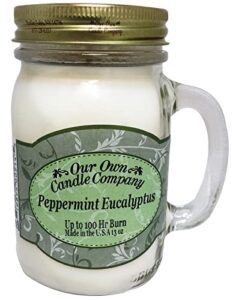 our own candle company peppermint eucalyptus scented 13 ounce mason jar candle