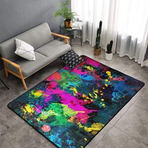 o-x_x-o paint splatter dark modern casual area rugs for living room bedroom carpet thick soft large flannel mats easy to clean stain 60 x 39 inch