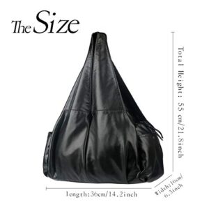 XMRSOY Handbag For Women,Large Slouchy Hobo Bag Soft Washed PU Leather Purse Amazing Multi Pocket Totes (Black)