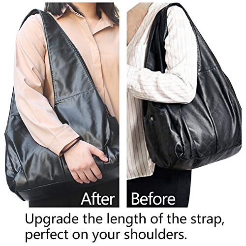 XMRSOY Handbag For Women,Large Slouchy Hobo Bag Soft Washed PU Leather Purse Amazing Multi Pocket Totes (Black)