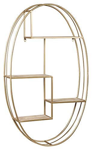 Signature Design by Ashley Elettra Modern Multi-Purpose Chic Wall Shelf, Gold Finish