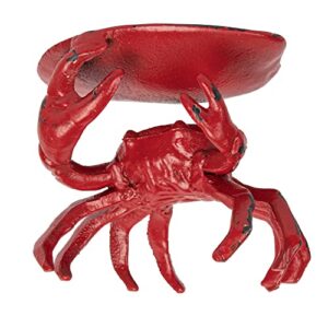 creative co-op distressed red decorative cast iron crab shaped dish