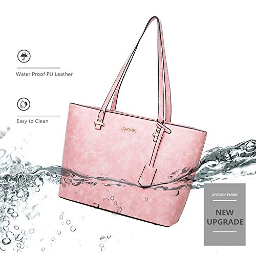 Handbag Set for Women 5 Pack Tote Purse Handbags Set PU Leather Satchel Shoulder Crossbody Wallet Card Holder Bag Set, Pink