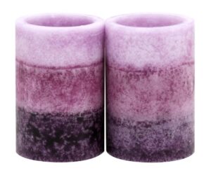 kieragrace 2 by 3-inch tri-layer led pillar candles, mini, lavender cashmere fragrance, set of 3